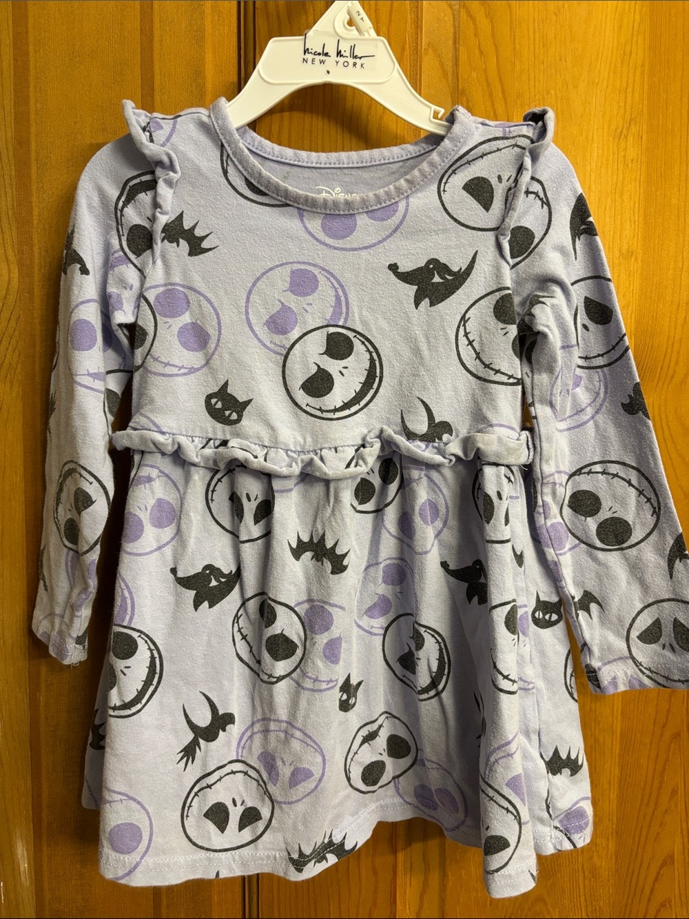 Disney Lilac Jack Skellington Long-Sleeve Ruffle Dress